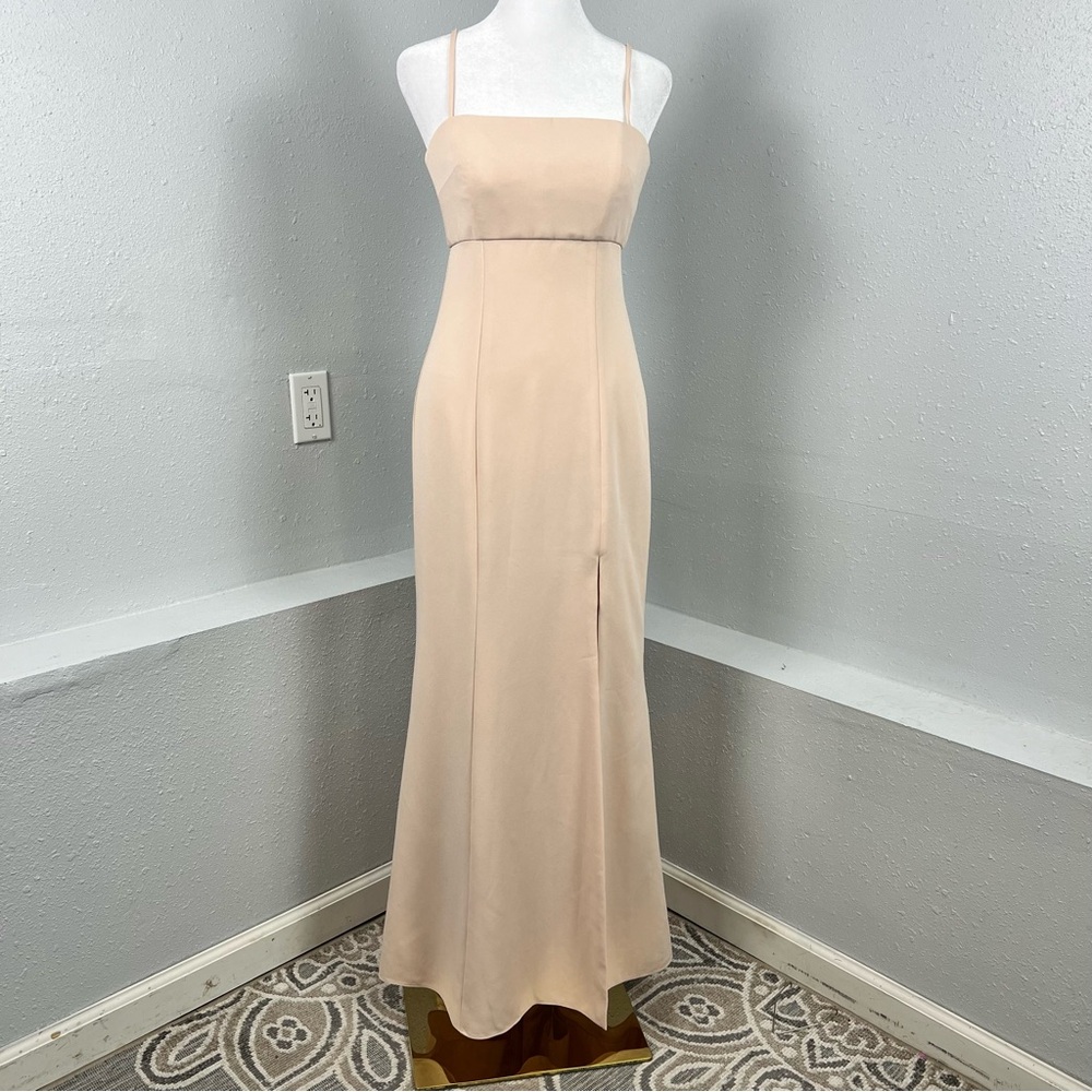 AMSALE Gown Women’s Size 0 Blush Pink Long With Side Slit Formal Zip Down Back
